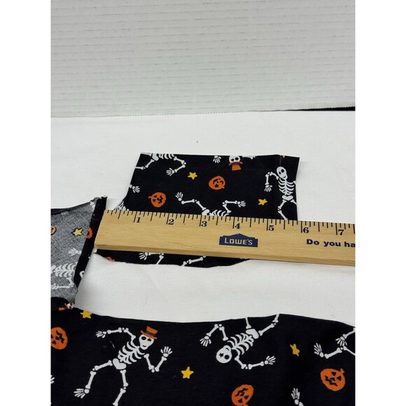 Halloween Cotton Fabric Pieces- Dancing Skeletons & Pumpkins on Black - Picture 11 of 14